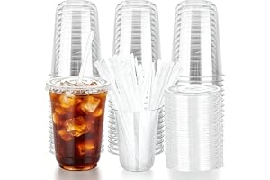 YuLiMirich 50 st. plastmuggar med lock (16 filt), dessertkoppar, smoothie-bägare, för milkshakes, smoothies, smoothie för kal