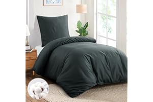 ‎AISBO Aisbo Bettwäsche 155x220 Baumwolle Grau - Bettwäsche-Sets Bettbezug 155x220 mit Kissenbezug 80x80 cm, Dunkelgrau Baumwollbettwäsche Set, Oeko-TEX Bettwäsche Anthrazit mit Reißverschluss