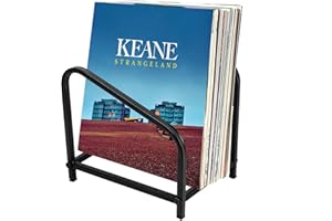 mimzemamz Support de rangement en métal pour disques vinyles, livres, magazines, vintage, jusqu'à 15-30 LP, noir