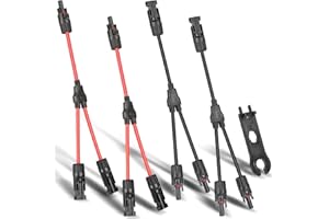 【32cm 6mm² Y Solar Panel Cables】DERUXI 2 Pair Solar Panel Connectors 1 Pcs Solar Connector Spanner, Y Branch Parallel Connector Solar Branch Adapter Y Type PV Connector Distributor Socket MMF + FFM