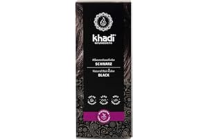 ‎KHADI khadi SCHWARZ Pflanzenhaarfarbe - Färbt Dein Haar in einem geheimnisvollen Tiefschwarz, ohne Blaustich - 100% pflanzlich, natürlich & vegan - 100g