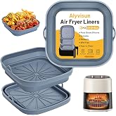 Alyvisun 2025 New Air Fryer Molds 3 Pieces Grey Silicone Square Reusable | Silicone Mould Air Fryer Reusable Square Container