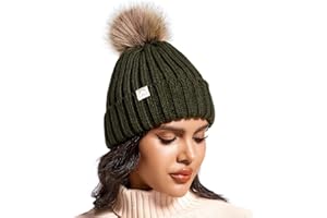 Hat Hut Winter Hats for Women Satin Lined Beanie Hats for Women Ladies Bobble Hat Warm Winter Cap Pom Pom Beanie
