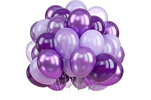 KEPMOV Purple Balloons, 60pcs 12 Inch Dark Purple Macaron Purple Pearl Purple Light Purple Balloon Set with Metallic Purple Balloons, Different Shades Balloons for Birthday Wedding Mermaid Princess Parties