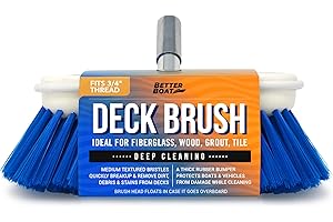 BETTER BOAT Medium Boat Deck Brush Heavy Duty & Boat Brush Head Marine Deck Brush 8" Bristle Cleaning Washing with Bumper 3/4" Thread for Handle Deck Brushes for Scrubbing Heavy Duty RV, Truck & Auto Supplies