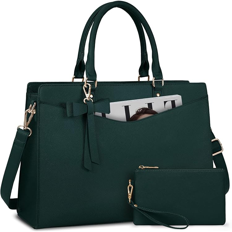 LOVEVOOK Laptophandtas voor dames, PU-leer, 2-in-1 crossbody tote bag, handtas, grote zakelijke shoppertas, werktas, elegante schoudertas, aktetas, lerarentas voor kantoor en werk, zwart-grijs, 15.6