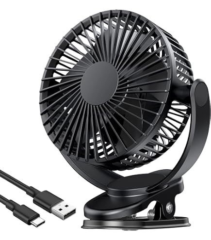 USB Ventilateur Pince, LED Affichage Ventilateur De Bureau 5 Vitesses Silencieux Rotation 90 Ventilateurs De Table Ventilateurs A Pince Pour Campin 98810506