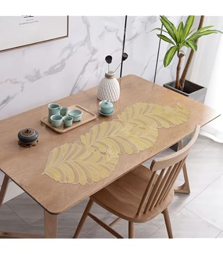Runner Da Tavolo In PVC Impermeabile Oro 92x33cm - Per Cucina, Matrimoni E Feste - Foto 2