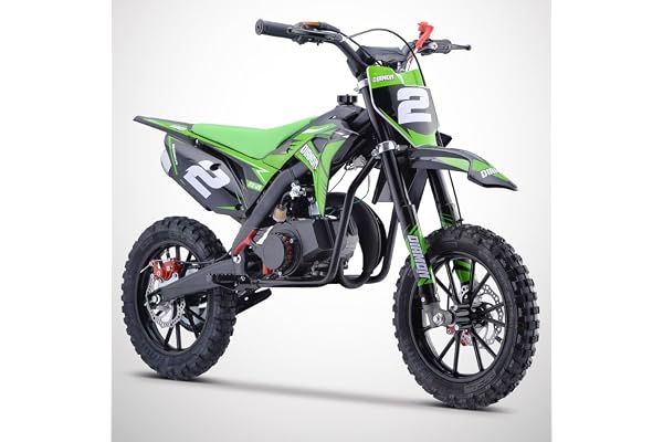 NEW MOTORZ Mini Cross Enfant 49cc Orion RX49 – Pocket Bike Thermique 2 Temps, Démarrage Facile, Freins à Disque, Limiteur Vitesse 3 Pos., Amortisseur Hydraulique – Vert