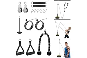 FASPUP Puleggia Palestra, LAT Machine Carrucola Palestra con Doppio Cavo Attrezzi Palestra Casa Multifunzione Cavi Palestra Home Gym Accessori per Macchine Fitness