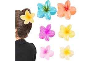 Alaoo 6 szt. kwiatowa spinka do włosów, antypoślizgowa hawajska spinka do kwiatów, 3 rozmiary, letnie akcesoria do grubych/cienkich włosów, dla kobiet i dziewcząt