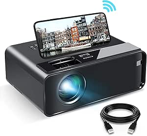 WiFi Projector, ELEPHAS 2021 WiFi Mini Projector with Synchronize Smartphone Screen, 1080P HD Portable Projector with 6500 Lux and 200" Display, Compatible with Android/iOS