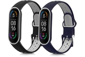 kwmobile 2 x pasek TPU silikonowa klamra kompatybilna z Xiaomi Mi Smart Band 6 / Mi Band 6 / Band 5 Pasek - paski 15,5-22 cm, L, silikon TPU