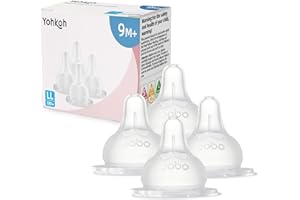 YOHKOH Natural Response Silikonsauger – 4x Perfect Match Babyflaschentrinksauger, Mit Extra Langsamem Durchfluss, Geeignet für Neugeborene ab 1 Monat, BPA-frei ((9m+, LL, 4 Stück))