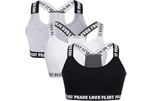 BYSION Soutien-Gorge Filles Adolescentes Lot de 3 Puberté Coton Brassières de sans Armatures Réuni sous-Vêtements Réglable Bustier pour 7 à 14 Ans Filles et Femmes