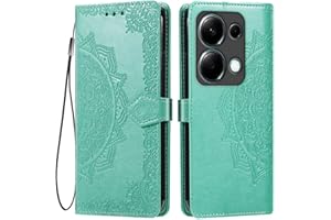 HONLEN Funda para Redmi Note 13 Pro 4G / Poco M6 Pro 4G Carcasa, (6.67" Inches) Premium PU Cuero Cartera Magnético Flip Case 3 Ranura Tarjeta, Soporte Case, Diseño de Mandala Verde
