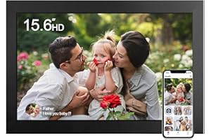 TEKXDD Marco de Fotos Digital - 15.6 Pulgadas WiFi Marco Digital de Fotos, 32GB Pantalla Táctil IPS HD Rotación Auto Digital Photo Frame,Comparte Fotos o Videos a Través de la Aplicación FRAMEO Primer día