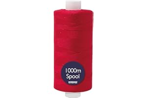 Korbond 1000m Polyester Sewing Thread - Hand and Machine Sewing Thread (Red)