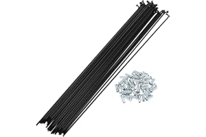 A ABSOPRO 36 Pezzi Raggi per Bicicletta 12G con 36 Nippli per Ruote MTB Mountain Bike in Acciaio al Carbonio Nero