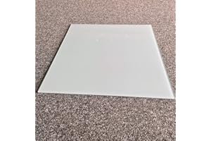 ‎LEBENSWOHNART Terry Glass Plate 65 x 65 cm White / Frosted Glass 8 mm Round Tempered Glass Panel Base Plate Glass Panel