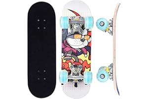 ERNAN Skateboard Completo per Principianti. Skateboard completo da 17 * 5 pollici. Double Kick Deck Concavo con 7 strati per ragazzi, ragazze (puppy)