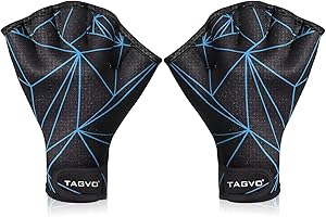 TAGVO Gants de Natation Fitness, Gants palmés de Natation, Aquatic Fitness Résistance Eau Palmés Gants, Néoprène Palmés Gants d'entraînement pour Homme Femme Adulte Fitness Nage Surf Bain Gants