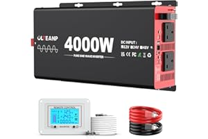 OLTEANP 4000W Pure Sine Wave Inverter, 12V DC to 240V AC Power Inverter with 2 AC Outlets, USB Port, Type-C Port for Truck, Vehicle, Power Outage, Remote Control with LCD Screen