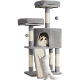 Feandrea Cat Tree, Tower for Cats, 115 cm, Dove Grey PCT141W01 | Cat Tower, Dove Grey, CLAWFY Collection PCT141W01