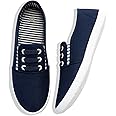 Women's Canvas Slip on Sneakers Casual Slip on Walking Shoes Womens Tennis Shoes Flat Dress Shoes Non Slip Work Shoes