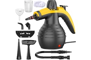 ÖRrnvte Dampfreiniger Handgerät 1050W, Schnellaufheizung, Starker Dampfdruck, 9-Teiliges Zubehör, Chemiefrei, Für Küche, Bad, Fenster, Polster, Teppiche, Auto und Fugen