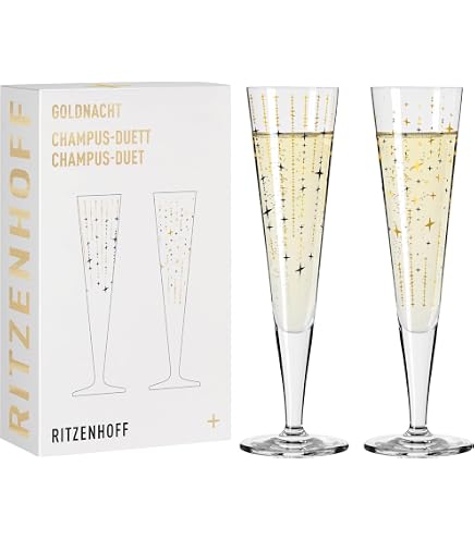 Eisch Champagner Exklusiv - 2 Calici Da Champagne In Cristallo Con Gambo Oro E Bianco, Confezione Regalo, 180 Ml, Made In Germany