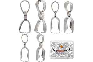 Beebeecraft 60 pièces 3 Tailles Pendentif Pincement Bélières en Acier Inoxydable Pic à Glace Pincement Bélières Balancent Breloques Fermoirs Pendentif Connecteur pour Collier Fabrication de Bijoux