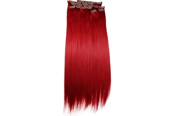 CAISHA XL 60cm 7 Pièces Jeu CLIP IN EXTENSIONS Extensions De Cheveux Postiche Raide Rouge CE13