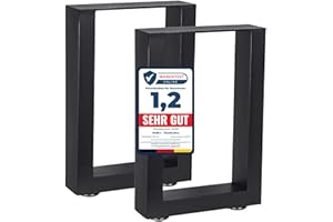 ‎MELKO Melko Set of 2 table runners made of square profiles, 30 x 43 cm, table base, jet black, table legs, industrial design, including floor protectors