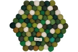 Grült Home Topfuntersetzer - Filz untersetzer für Tassen, Töpfe, Pfannen und Tassen handgefilzt in Nepal (Grün, Hexagonal 20 cm)