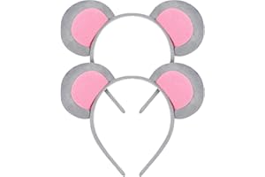 Amosfun Mausohren Haarreif 2 StüCk Grau Stirnband FüR Halloween Karneval Weihnachten Cosplay Festival Party Dekorative Foto Requisiten