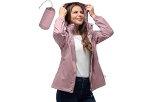 33,000ft Damen Wasserdichte Faltbar Regenjacke mit Kapuze, Leicht Atmungsaktive Windbreaker Jacke, Fahrradjacke für Frauen Fahrrad Sport Outdoorjacke