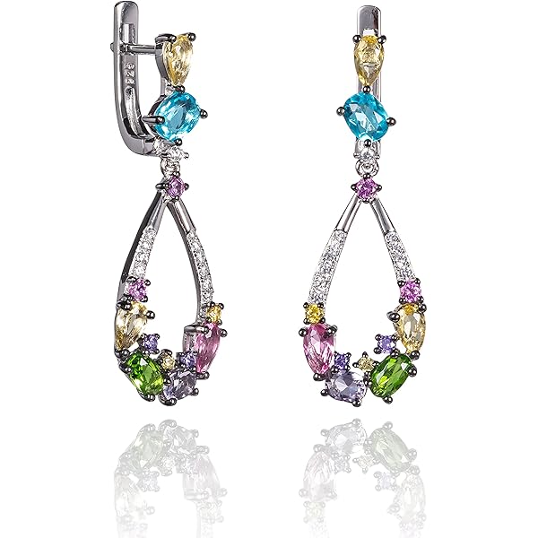 Rosa Di Luca zilver oorbellen met zirkonia blauw – Rosa Di Luca