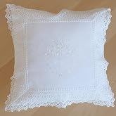 heimtexland Cushion Cover Can Macrame Tip White Flowers Embroidery 40 x 40 Cm Cushion Macrame Borte Typ525 Edelweiss