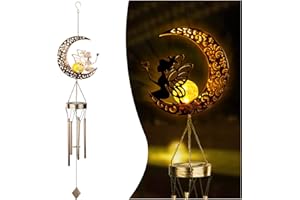 Gardening Gifts for Women, HeiPen Solar Wind Chimes Outdoor, Birthday gifts for Women Grandma Wife Daughter Sister, Mum Presents for Mothers Day, Decor for Garden Yard Porch (Moon)