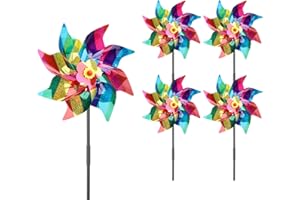 MOGADEE Windmills for Garden 5 Pack, Windmills for Garden to Scare Birds, Windmills for Children, Bird Repellent Windmill, Reflective Windmill to Keep Birds Away From Your Window, Garden, Farm