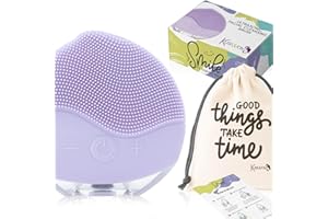 KUSIWAY Cepillo facial limpiador eléctrico, Masajeador ultrasónico recargable de silicona resistente al agua (IPX6). Dispositivo de limpieza skincare, antiage, re afirmante, exfoliación, regalo. Smile (Lila)