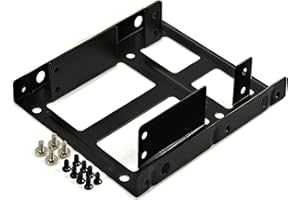 Rhombutech® Dual Einbaurahmen für 2x 2,5" HDD/SSD's auf 3,5"; Metall; optimiert für SSD; Adapter Wechselrahmen Mounting Frame Halterung Schienen inkl. Befestigungsschrauben (1x Einbaurahmen)