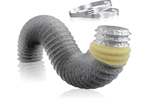 Hon&Guan Abluftschlauch ø150mm Lüftungsschlauch Schallgedämmter Wärmeisolierung Alu Flexrohr Länge 2,5m, Flexibel PVC Aluminium Flex-Schlauch für Rohrventilator, Lüfter, Küche, Klimaanlage