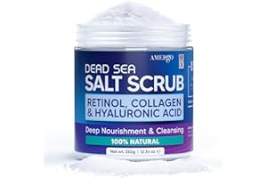 Dead Sea Salt Scrub | 100% Organic Salt Scrub Body Exfoliator | Retinol-Infused Body for Youthful Skin | proven for Anti Wrinkles and Anti Aging - Salt Scrubs by Amelgo