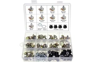 Wimas Linear-Potentiometer, 9 Werte, 3 Anschlüsse, Dreh-Potentiometer mit Muttern und Unterlegscheibe, 1 K, 5 K, 10 K, 20 K, 50 K, 100 K, 250 K, 500 K, 1 M, 45 Stück