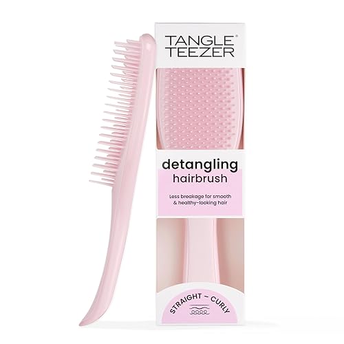 Tangle Teezer Ultimate Detangler Millennial Pink, A Hair Brush for Dry and Wet Hair with Flat Handle for Ideal Grip