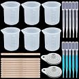 Set di 3 misurini in silicone, 500 ml/250 ml/100 ml, in resina epossidica, con scala trasparente, in silicone, per resina epossidica