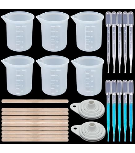 Set 80 Misurini Graduati In Plastica 30ml Con Bastoncini In Legno Per Resina Epossidica, Miscelazione, Cucina E Laboratorio