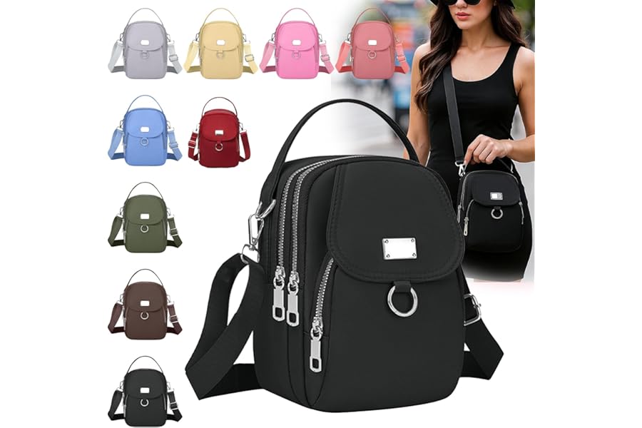 Crossbody Bags for Women, Small Multiple Pockets Shoulder Phone Bags Mini Cell Phone Wallet Purses for Travel Shopping Work